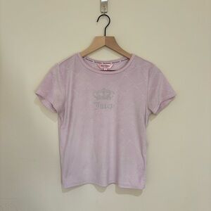 Juicy Couture Velour Sleep Top Pink Lavender Rhinestone Logo Y2K | Size Small